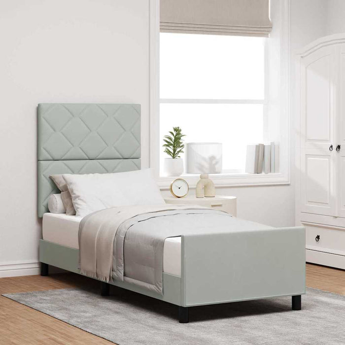 Pat cu arcuri cu headboard Gri deschis 80 x 200 cm Catifea - WALTI WALTI