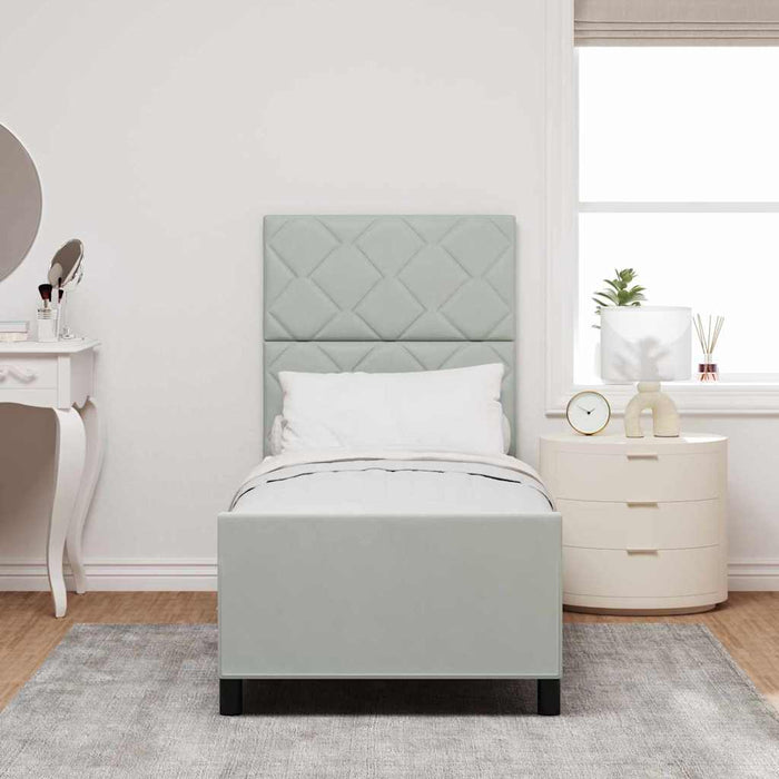 Pat cu arcuri cu headboard Gri deschis 80 x 200 cm Catifea - WALTI WALTI