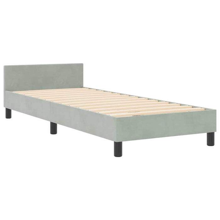 Pat cu arcuri cu headboard Gri deschis 80 x 200 cm Catifea - WALTI WALTI