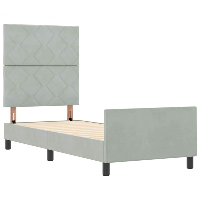 Pat cu arcuri cu headboard Gri deschis 80 x 200 cm Catifea - WALTI WALTI