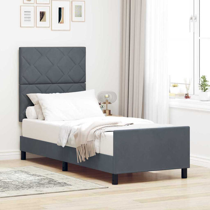 Pat cu arcuri cu headboard Gri închis 80 x 200 cm Catifea - WALTI WALTI