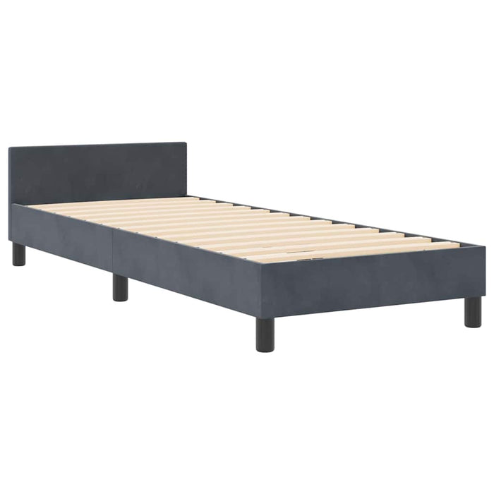 Pat cu arcuri cu headboard Gri închis 80 x 200 cm Catifea - WALTI WALTI