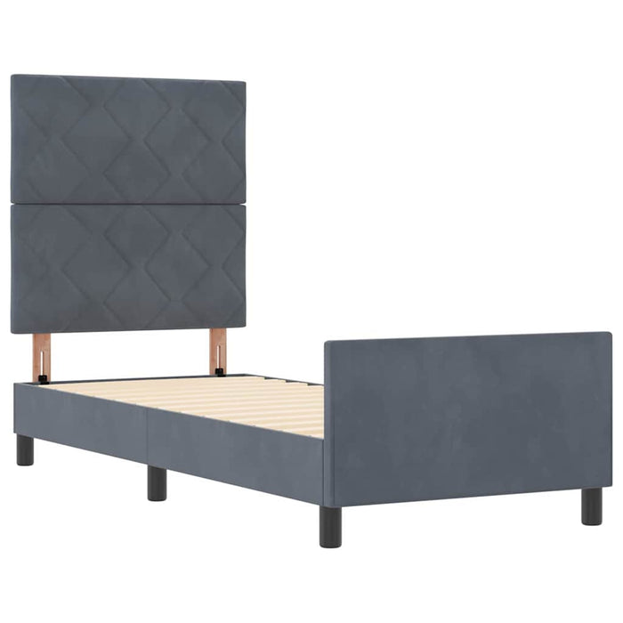 Pat cu arcuri cu headboard Gri închis 80 x 200 cm Catifea - WALTI WALTI