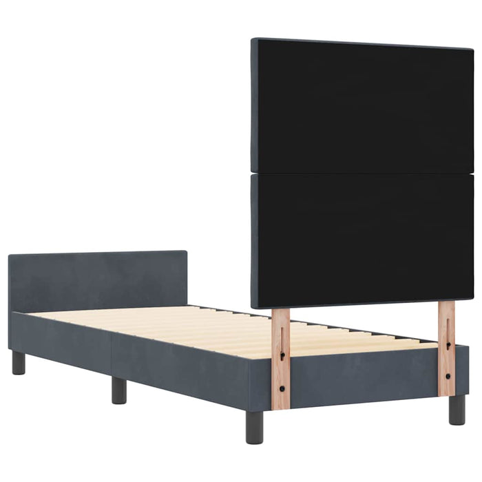 Pat cu arcuri cu headboard Gri închis 80 x 200 cm Catifea - WALTI WALTI