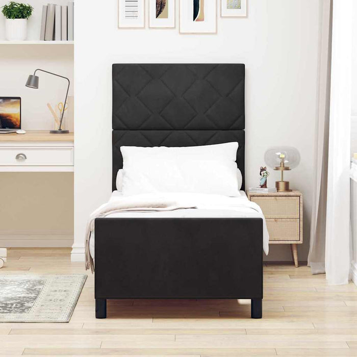 Pat cu arcuri cu headboard Negru 80 x 200 cm Catifea WALTI
