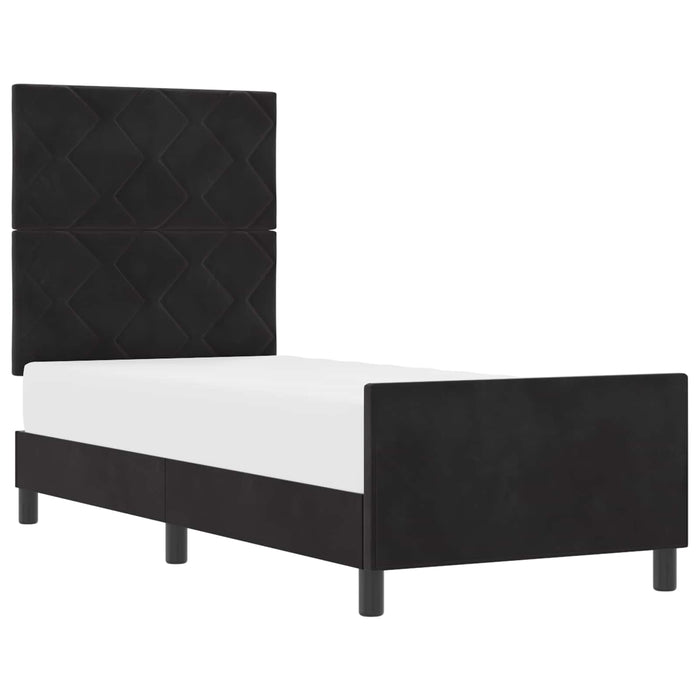 Pat cu arcuri cu headboard Negru 80 x 200 cm Catifea WALTI