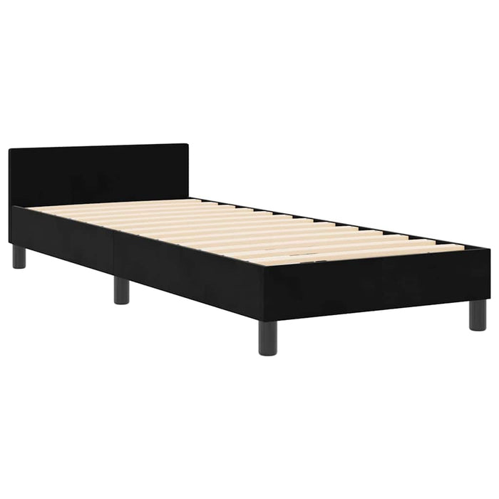 Pat cu arcuri cu headboard Negru 80 x 200 cm Catifea WALTI