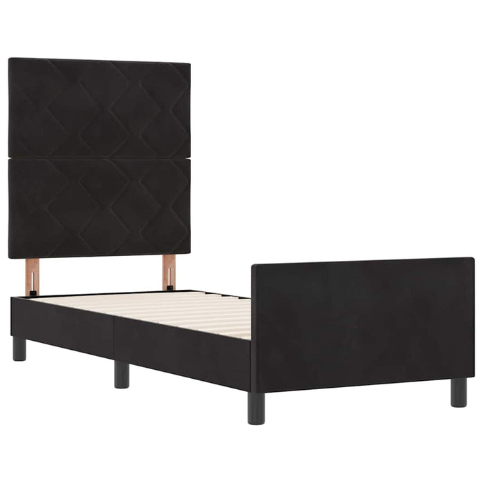 Pat cu arcuri cu headboard Negru 80 x 200 cm Catifea WALTI