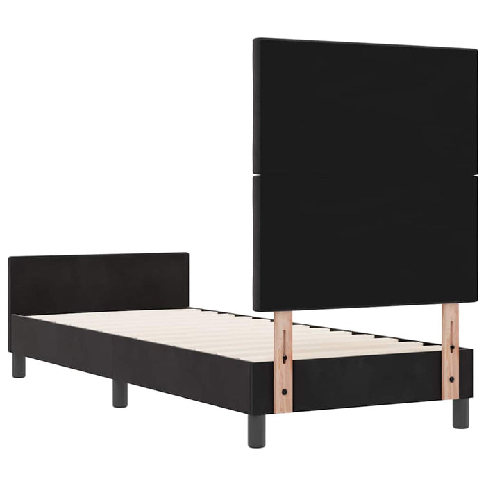 Pat cu arcuri cu headboard Negru 80 x 200 cm Catifea WALTI