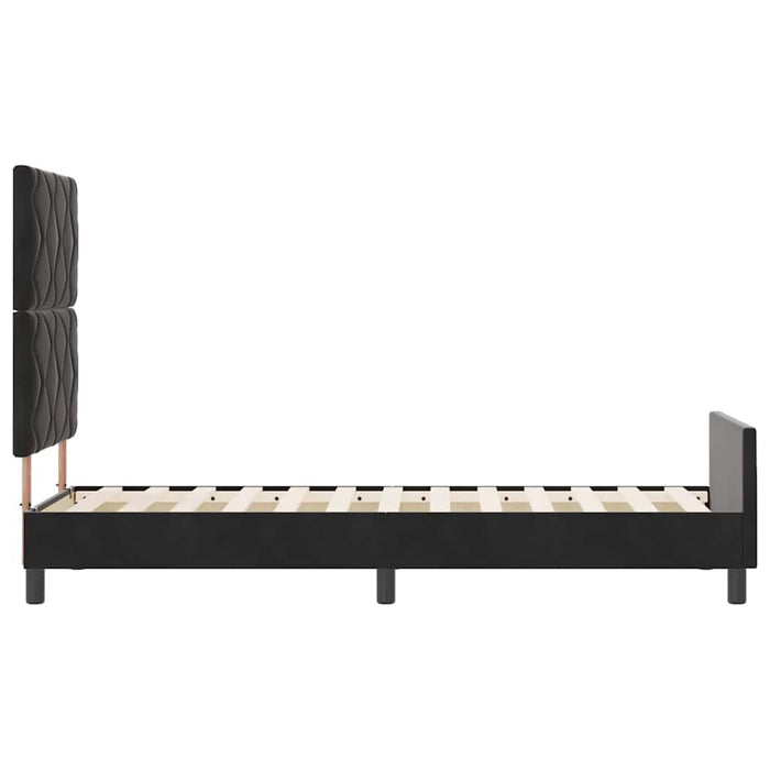 Pat cu arcuri cu headboard Negru 80 x 200 cm Catifea WALTI