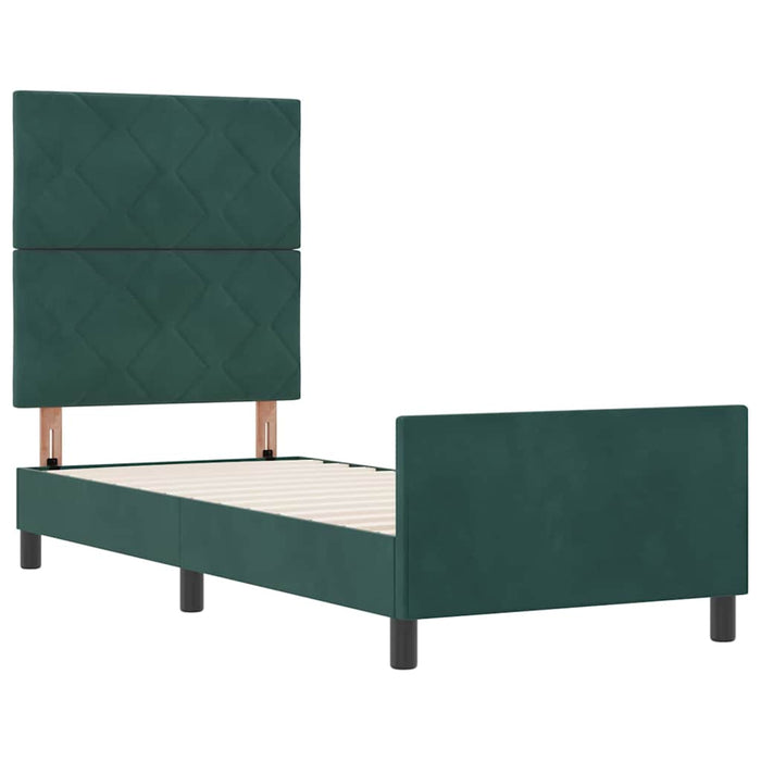 Pat cu arcuri cu headboard Verde închis 80 x 200 cm Catifea - WALTI WALTI
