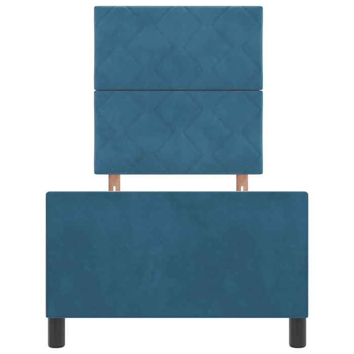 Pat cu arcuri cu headboard Albastru închis 80 x 200 cm Catifea WALTI