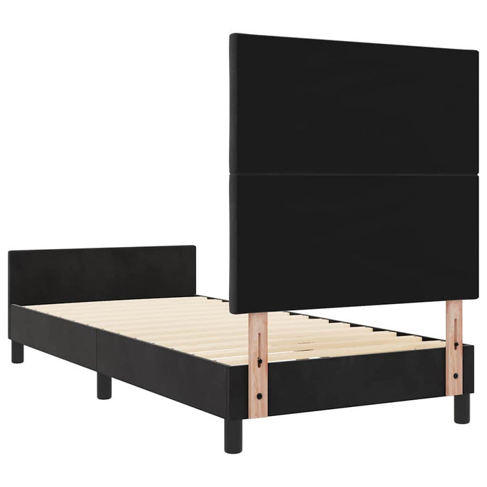 Pat cu arcuri cu headboard Negru 90 x 190 cm Catifea - WALTI WALTI