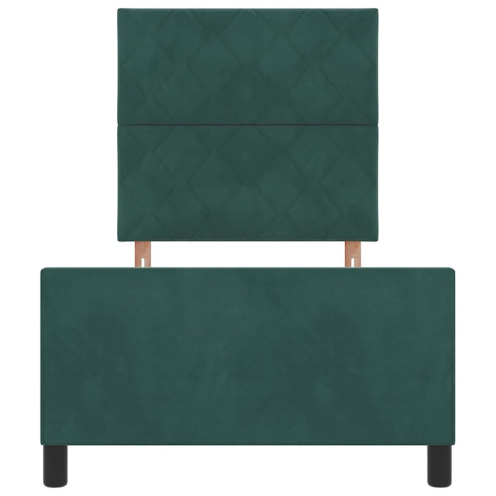 Pat cu arcuri cu headboard Verde închis 90 x 190 cm Catifea WALTI