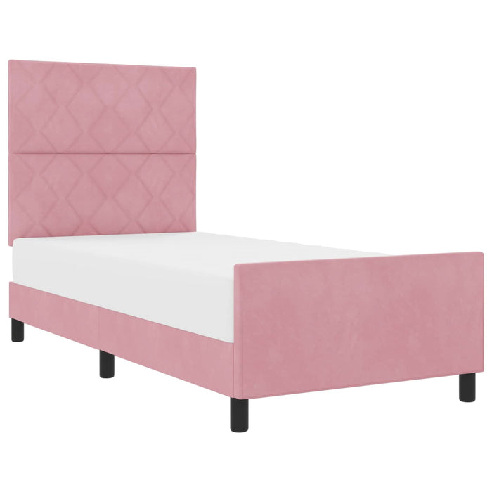 Pat cu arcuri cu headboard Roz 90 x 190 cm Catifea - WALTI WALTI