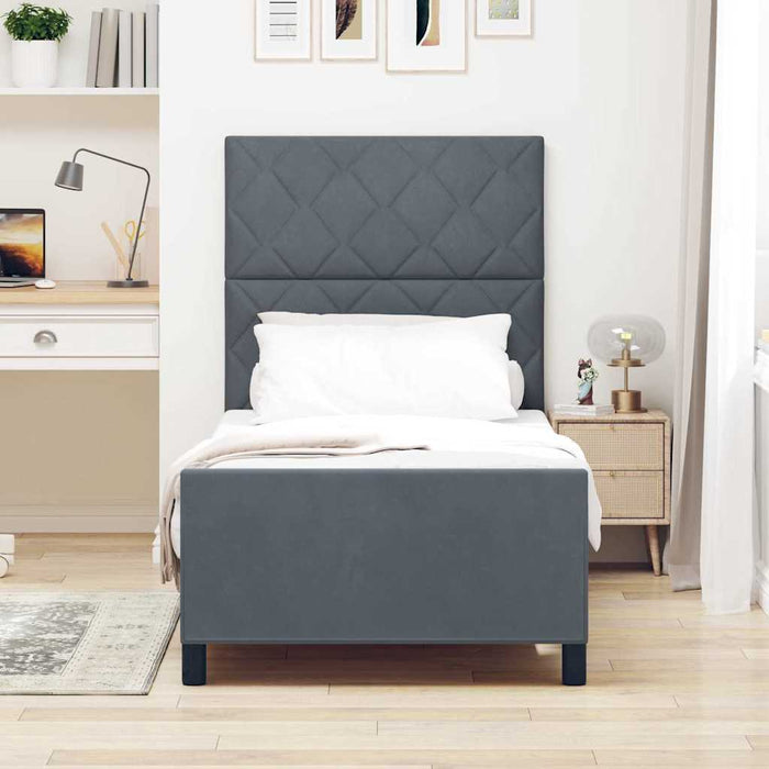 Pat cu arcuri cu headboard Gri închis 90 x 200 cm Catifea WALTI