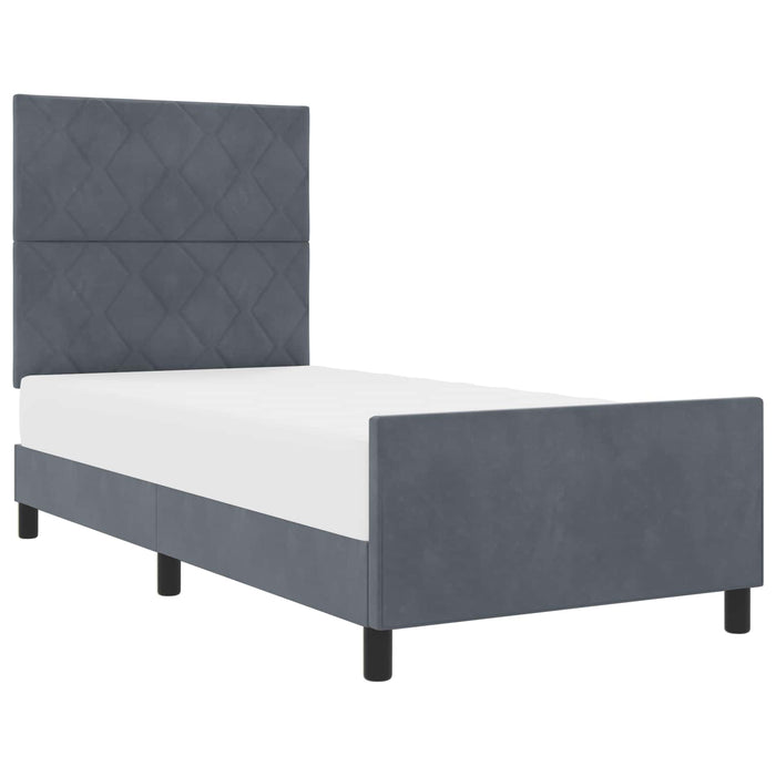 Pat cu arcuri cu headboard Gri închis 90 x 200 cm Catifea WALTI