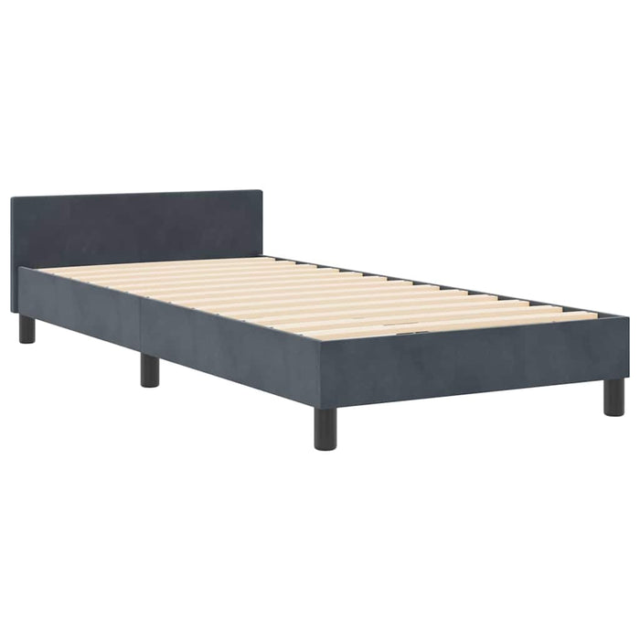 Pat cu arcuri cu headboard Gri închis 90 x 200 cm Catifea WALTI