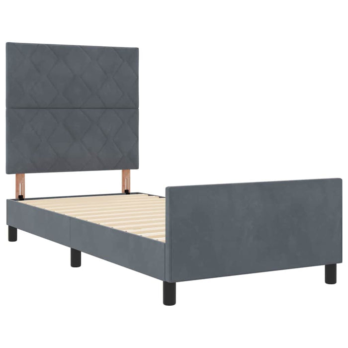 Pat cu arcuri cu headboard Gri închis 90 x 200 cm Catifea WALTI