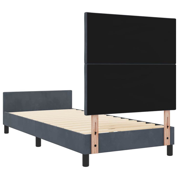 Pat cu arcuri cu headboard Gri închis 90 x 200 cm Catifea WALTI
