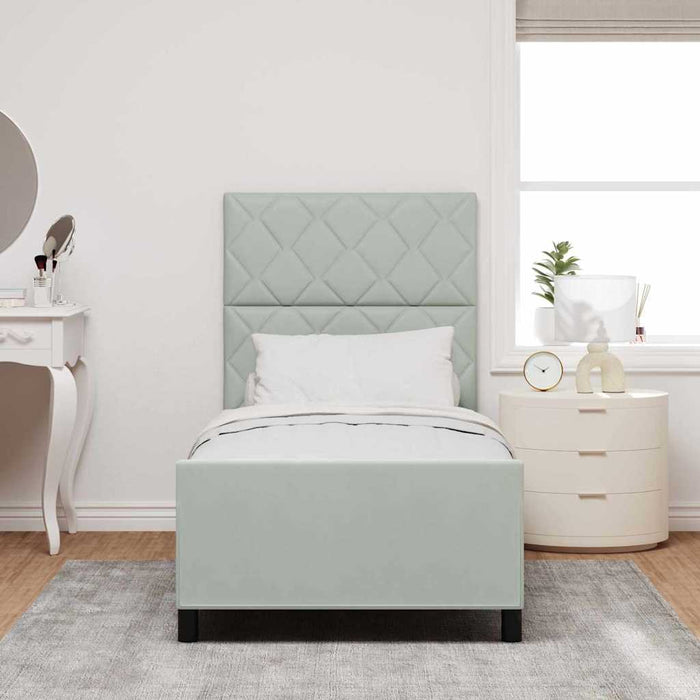 Pat cu arcuri cu headboard Gri deschis 100 x 200 cm Catifea - WALTI WALTI