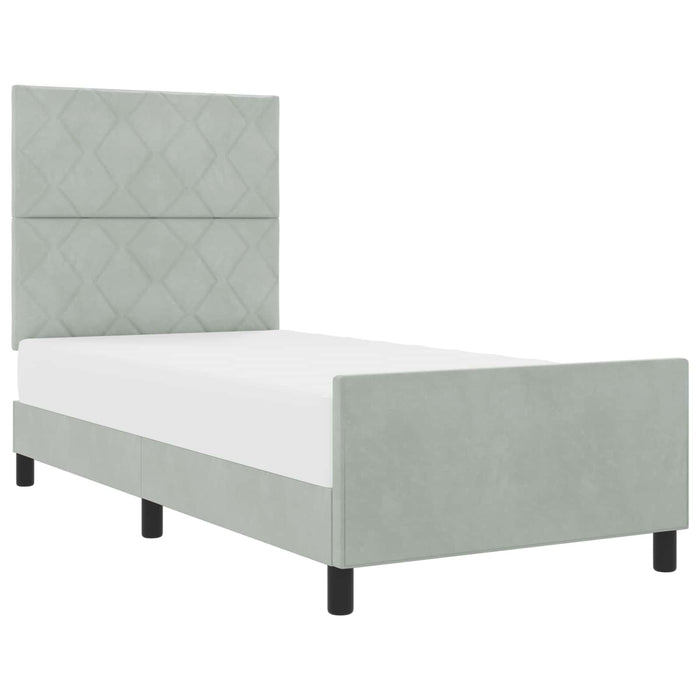 Pat cu arcuri cu headboard Gri deschis 100 x 200 cm Catifea - WALTI WALTI