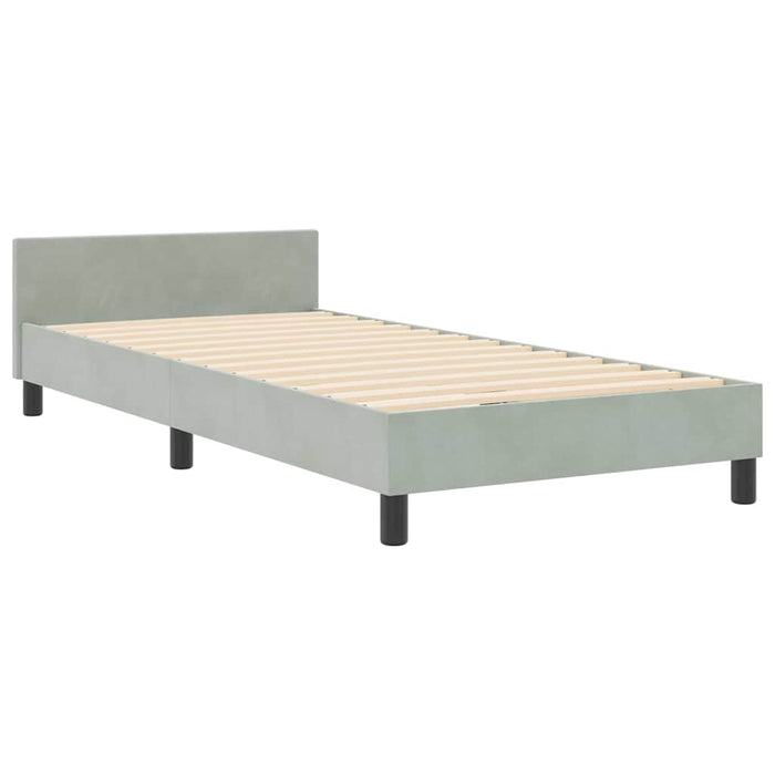 Pat cu arcuri cu headboard Gri deschis 100 x 200 cm Catifea - WALTI WALTI