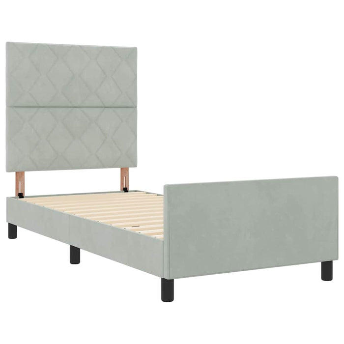 Pat cu arcuri cu headboard Gri deschis 100 x 200 cm Catifea - WALTI WALTI