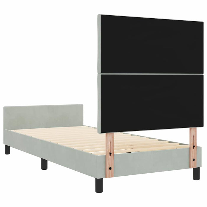 Pat cu arcuri cu headboard Gri deschis 100 x 200 cm Catifea - WALTI WALTI