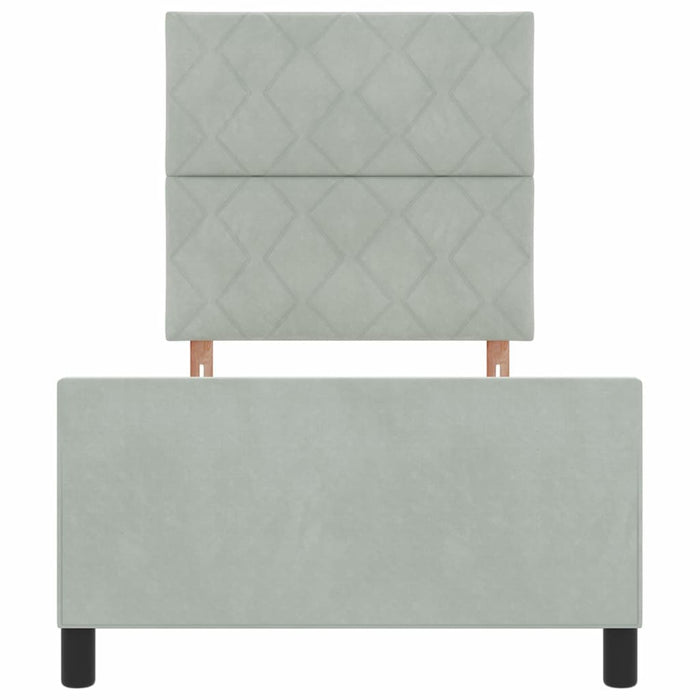 Pat cu arcuri cu headboard Gri deschis 100 x 200 cm Catifea - WALTI WALTI