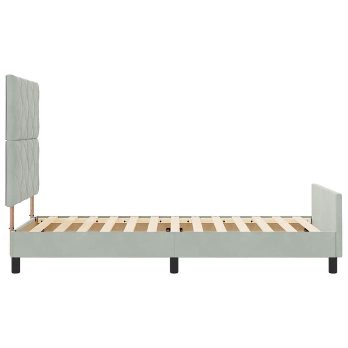 Pat cu arcuri cu headboard Gri deschis 100 x 200 cm Catifea - WALTI WALTI