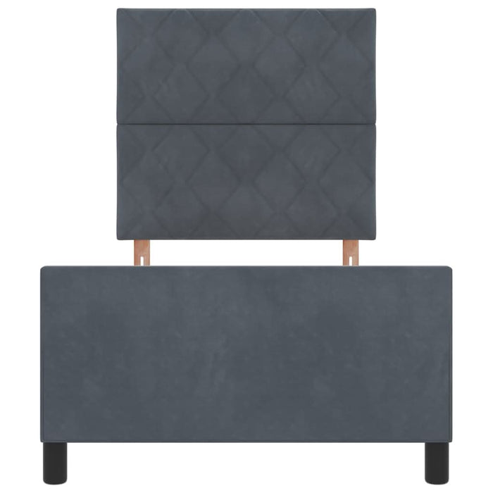 Pat cu arcuri cu headboard Gri închis 100 x 200 cm Catifea WALTI