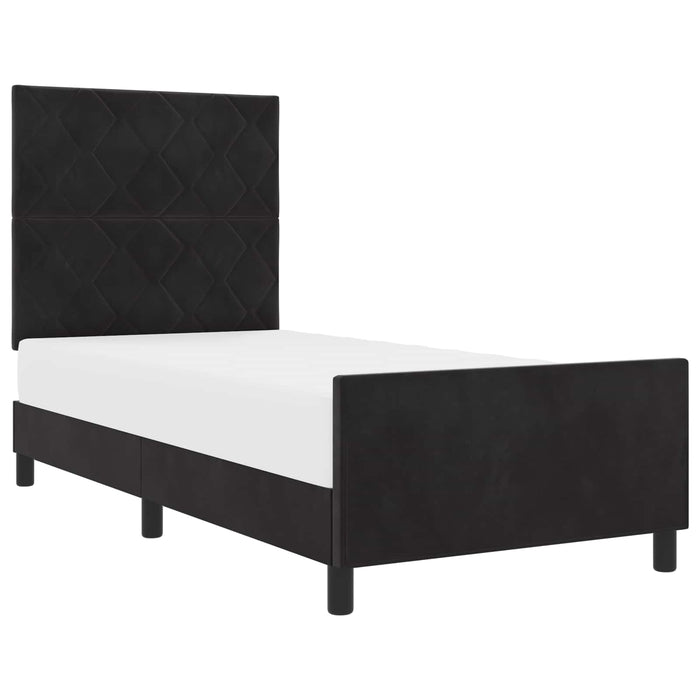Pat cu arcuri cu headboard Negru 100 x 200 cm Catifea - WALTI WALTI