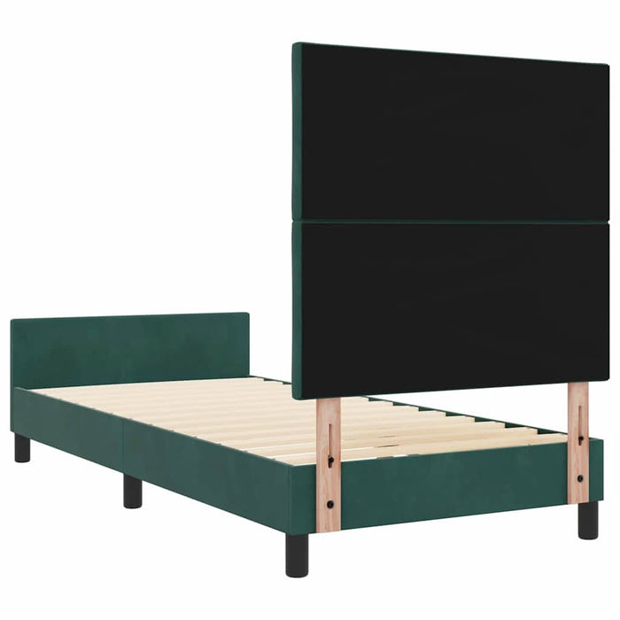 Pat cu arcuri cu headboard Verde închis 100 x 200 cm Catifea WALTI