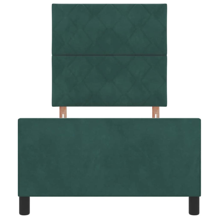 Pat cu arcuri cu headboard Verde închis 100 x 200 cm Catifea WALTI