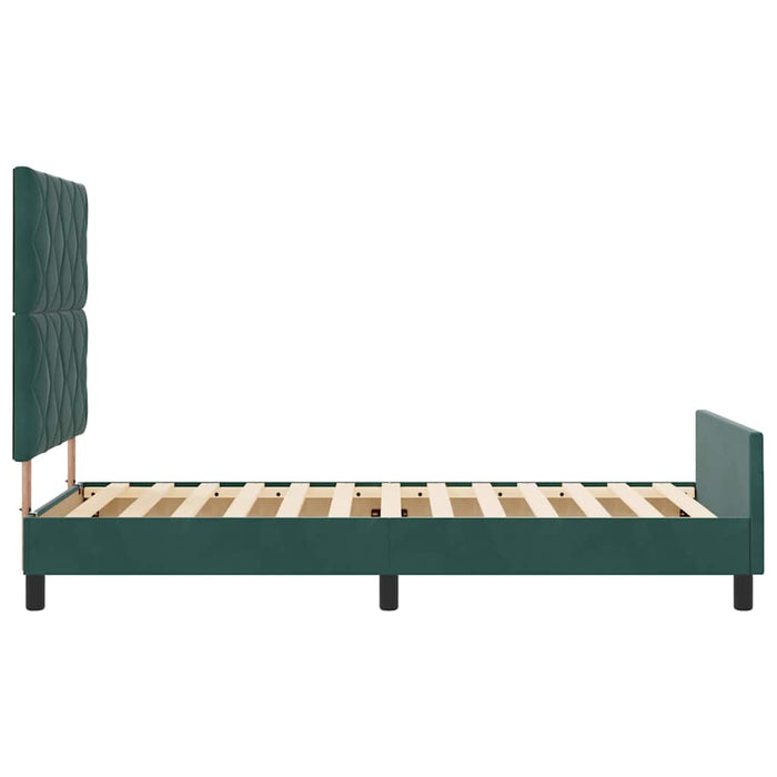 Pat cu arcuri cu headboard Verde închis 100 x 200 cm Catifea WALTI