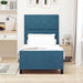 Pat cu arcuri cu headboard Albastru închis 100 x 200 cm Catifea - WALTI WALTI
