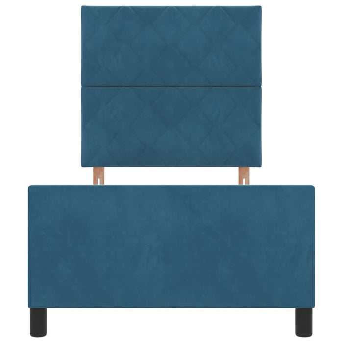 Pat cu arcuri cu headboard Albastru închis 100 x 200 cm Catifea - WALTI WALTI