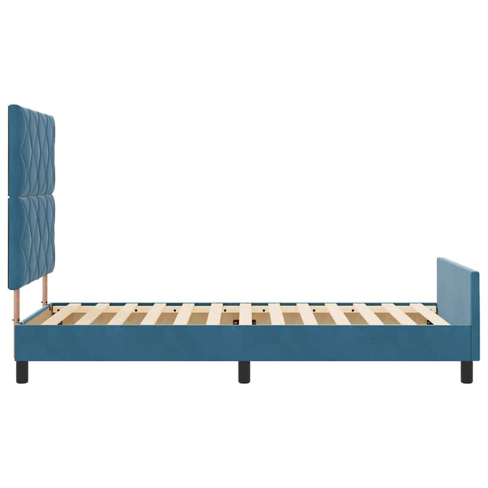 Pat cu arcuri cu headboard Albastru închis 100 x 200 cm Catifea - WALTI WALTI
