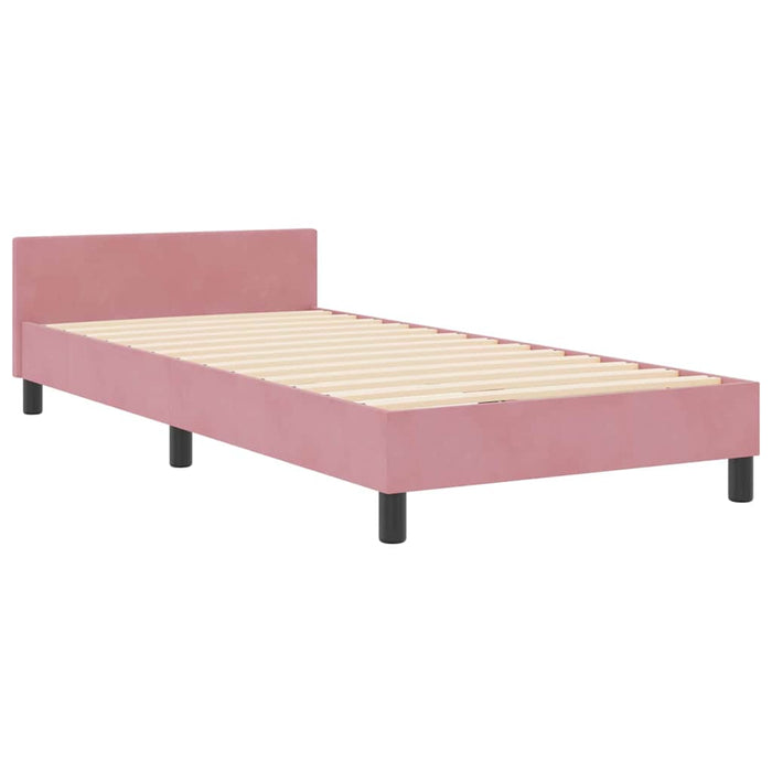 Pat cu arcuri cu headboard Roz 100 x 200 cm Catifea WALTI