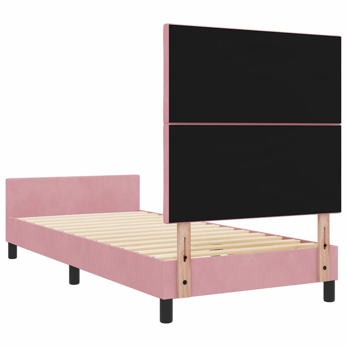 Pat cu arcuri cu headboard Roz 100 x 200 cm Catifea WALTI
