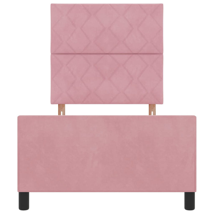 Pat cu arcuri cu headboard Roz 100 x 200 cm Catifea WALTI