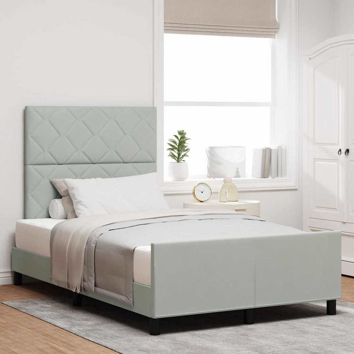 Pat cu arcuri cu headboard Gri deschis 120 x 190 cm Catifea WALTI