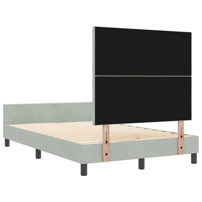 Pat cu arcuri cu headboard Gri deschis 120 x 190 cm Catifea WALTI