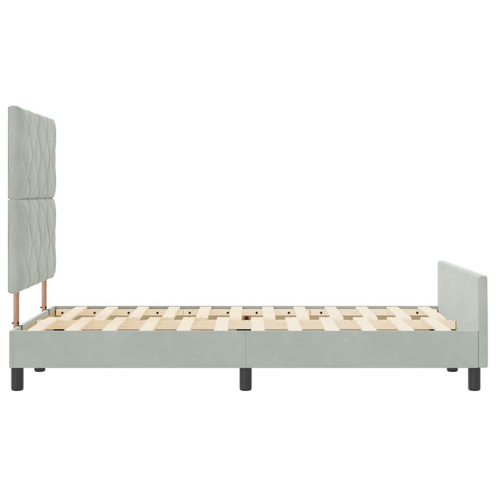 Pat cu arcuri cu headboard Gri deschis 120 x 190 cm Catifea WALTI