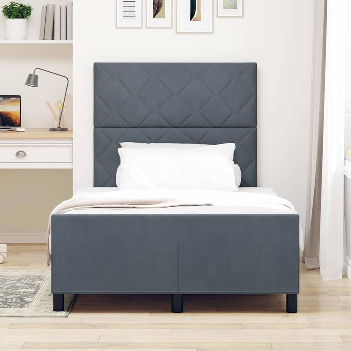 Pat cu arcuri cu headboard Gri închis 120 x 190 cm Catifea WALTI