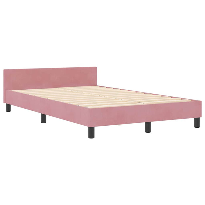 Pat cu arcuri cu headboard Roz 120 x 190 cm Catifea - WALTI WALTI