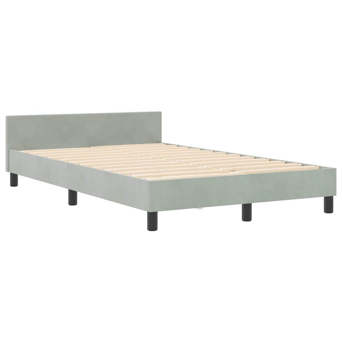 Pat cu arcuri cu headboard Gri deschis 120 x 200 cm Catifea - WALTI WALTI
