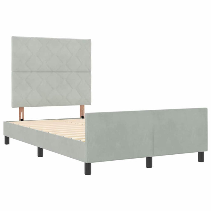 Pat cu arcuri cu headboard Gri deschis 120 x 200 cm Catifea - WALTI WALTI