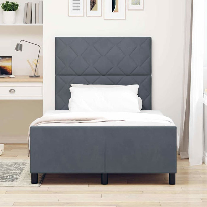 Pat cu arcuri cu headboard Gri închis 120 x 200 cm Catifea WALTI